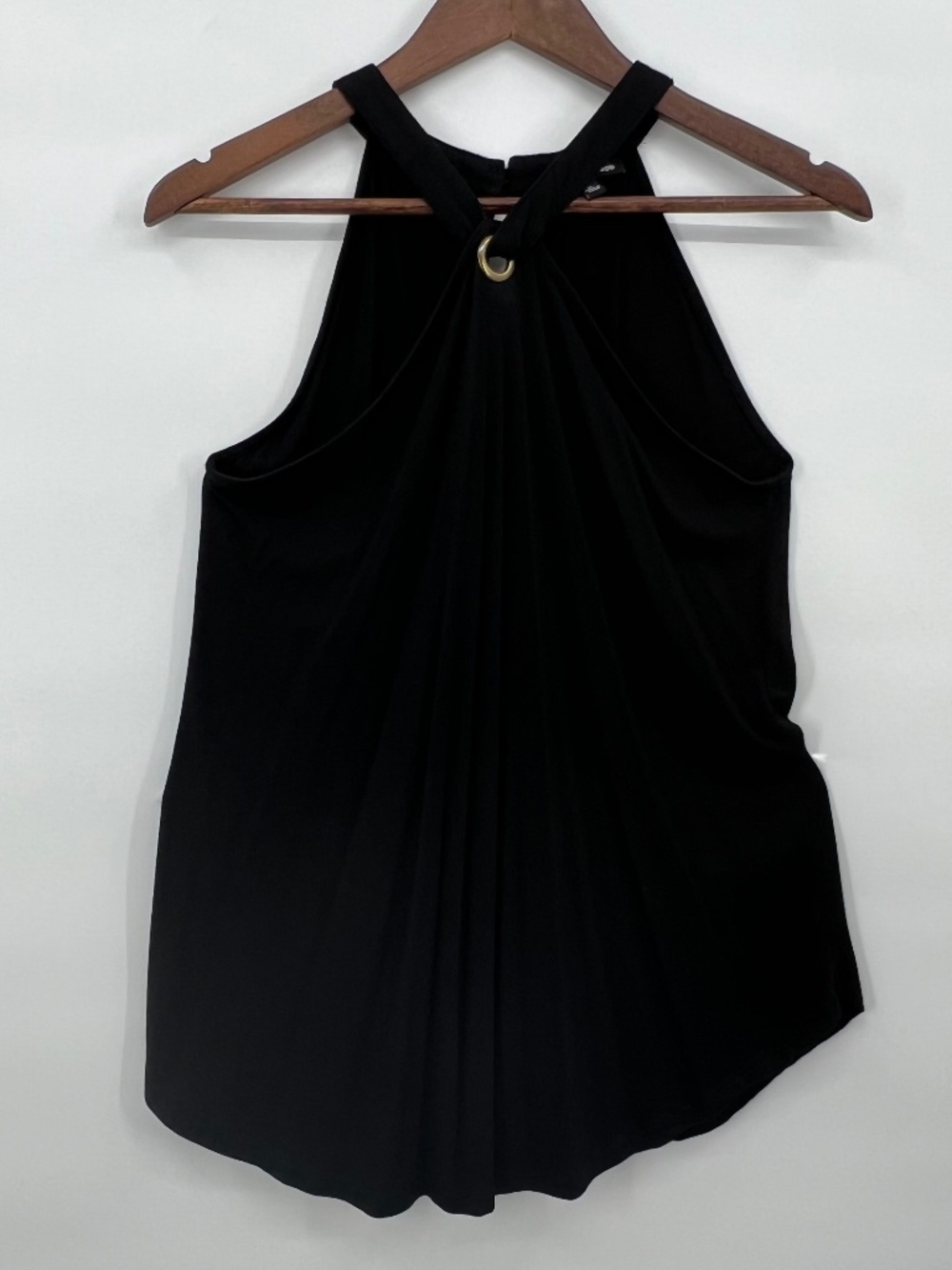 Cable & Gauge Women Size M Black Flowy Halter Tank Top Black Gold Hardware